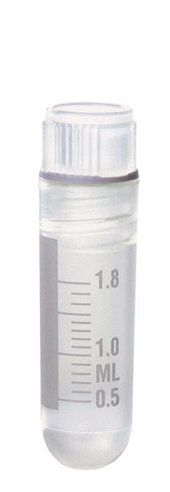 Kryorør m/skrulokk, PP, 2 ml, steril, innv. gjenge, 1000 stk