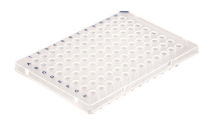 96-brønner PCR-plate, semi-skjørt, std. profil, 50stk