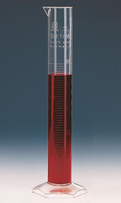 Målesylinder, høy form, 10 ml: 0.2 ml PMP, embossed scale 10