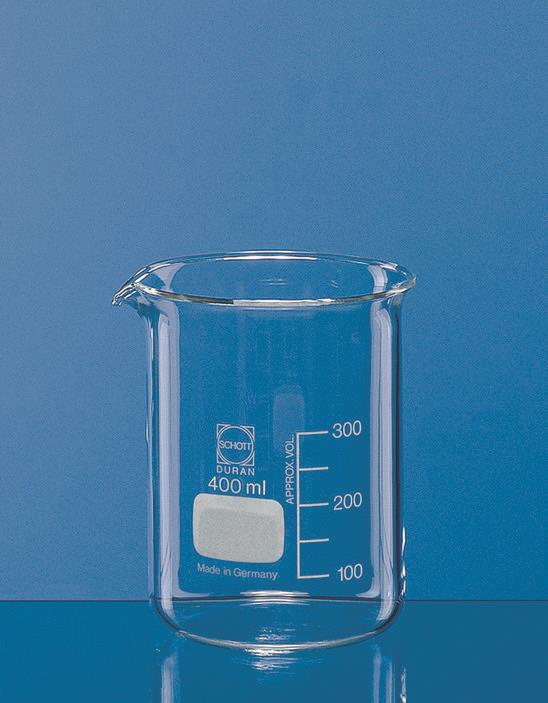 Begerglass, lav form, Boro 3.3, 25 ml, med gradering og he