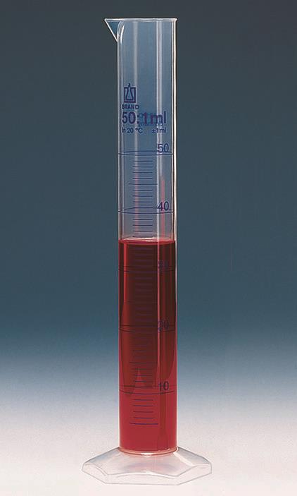 Målesylinder, høy form, 10 ml: 0.2 ml PP, gradert in blue 10
