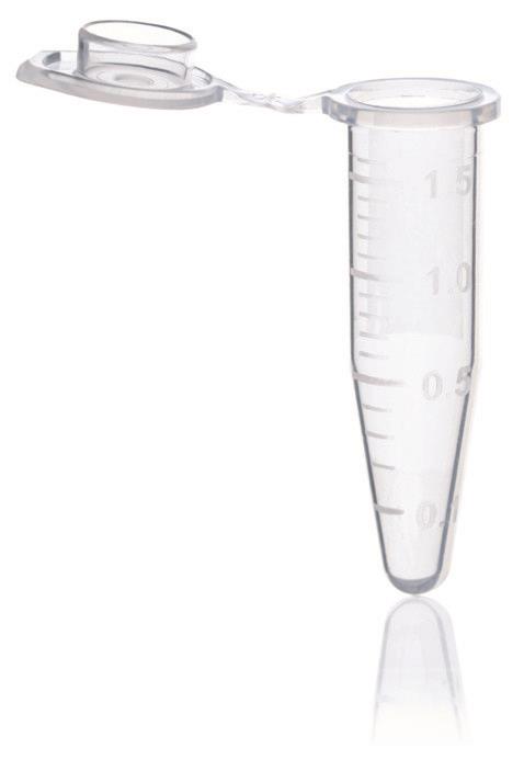 Mikrorør, PP, 1.5 ml, transparent, med lokk 500 stk