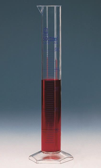 Målesylinder, høy form, 10 ml: 0.2 ml PMP, gradert in blue 1