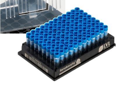 MI 500 2D Tubes w SideCode, blue screw caps, 10x96 tubes