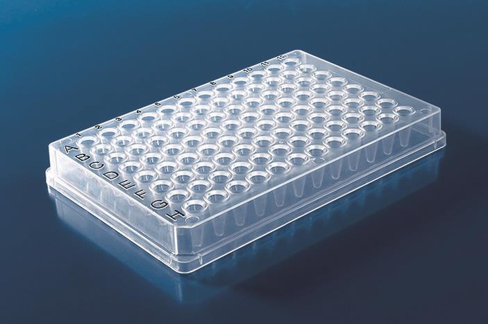 96-brønner PCR-plate, skjørt, lav profil, 50stk