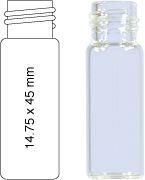 4ml Vial for skrukork N13, C, 14.75x45, flat, 100 stk