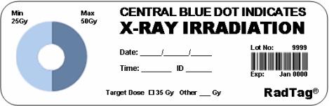 X-Ray RadTag indikator (25/50 Gy), 200 stk