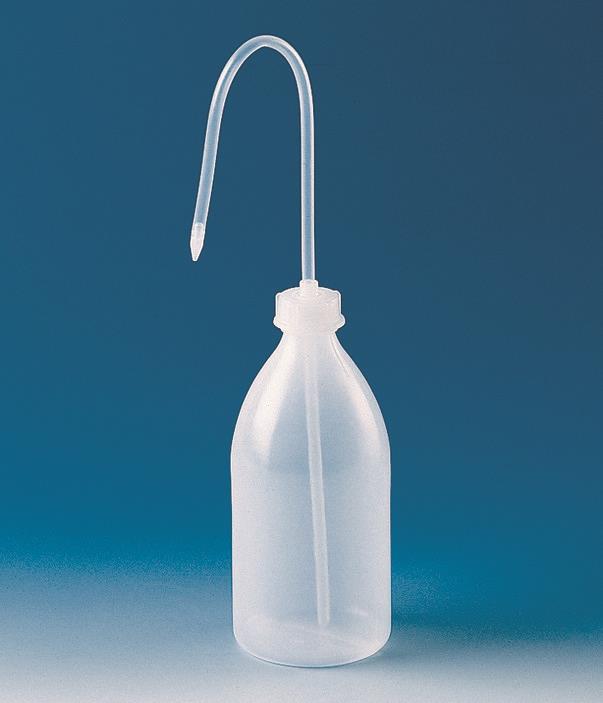 Vaskeflaske, PE-LD, 250 ml, GL 25, med utbyttbart vaskehode